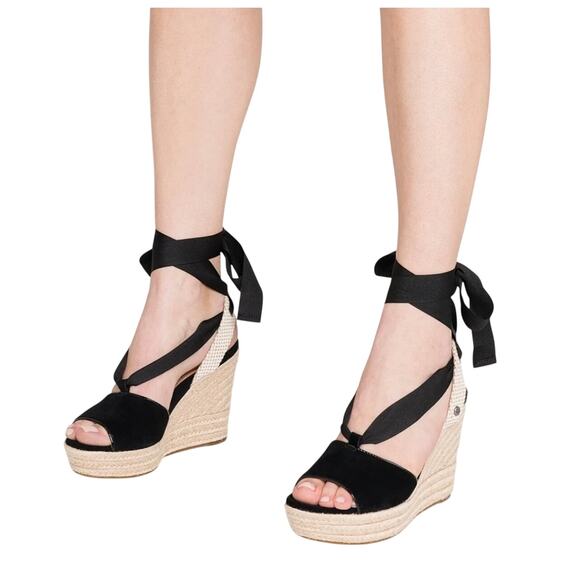 Paseart Espadrille platform wedge slides suede sandals summer minimalist 8 / 39 - Picture 2 of 14